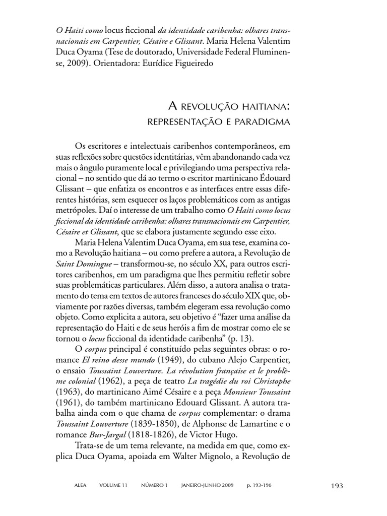 Com Base Nesse Texto A Revolucao Haitiana Teve Como Protagonistas