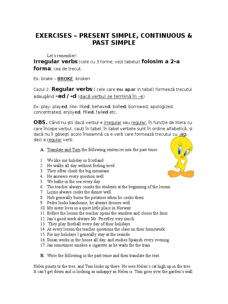 Translate And Turn The Following Sentences Into The Past Tense Pdf Grammar