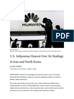U.S. Subpoenas Huawei Over Its Dealings in Iran and North Korea