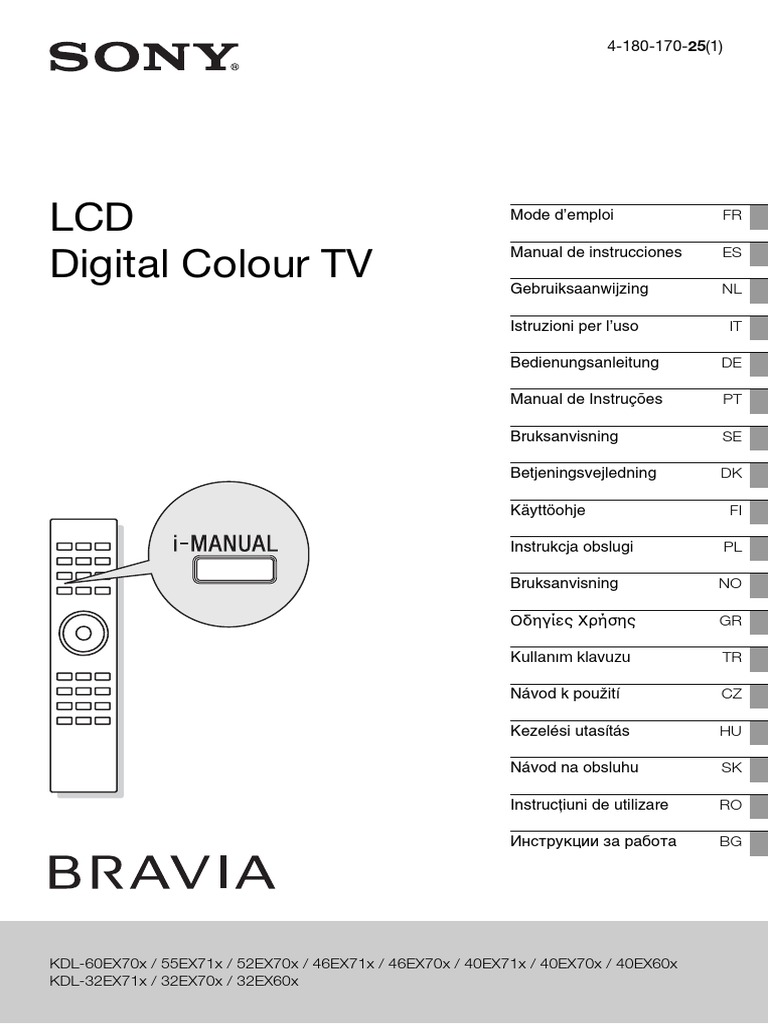 Sony Bravia Manual KDL PDF Écran à cristaux liquides Recyclage