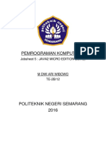 Pemrograman Komputer Ii: Jobsheet 5: JAVA2 MICRO EDITION (J2ME)