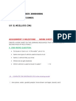 N.M Nko STUDENT NUMBER 200840806 Learning Outcomes: Assignment 3 Milestone Work Sheet