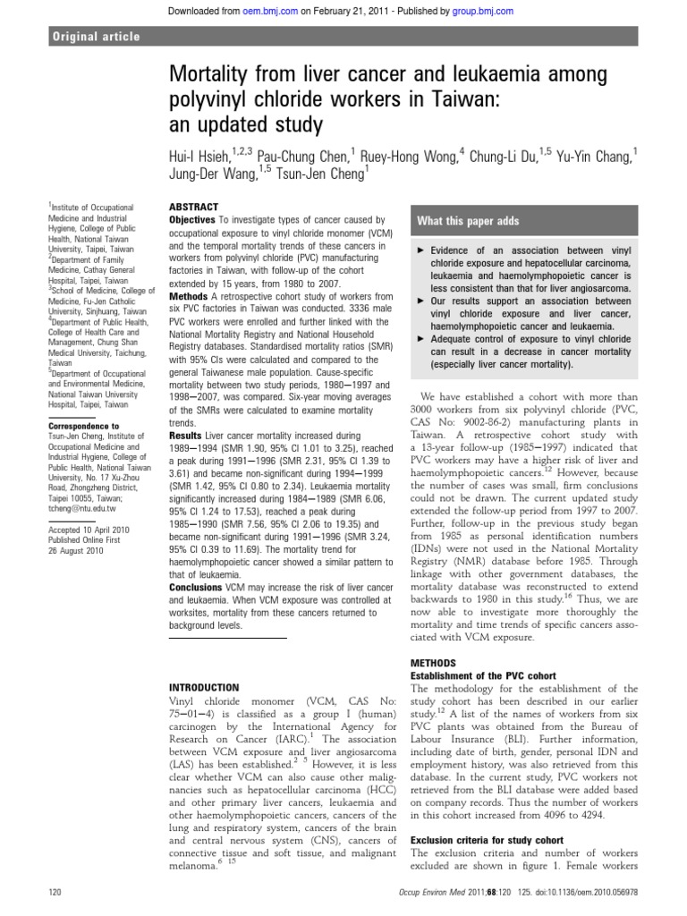 PVC Workers' Liver Cancer Risks | PDF | Cancer | Hepatitis