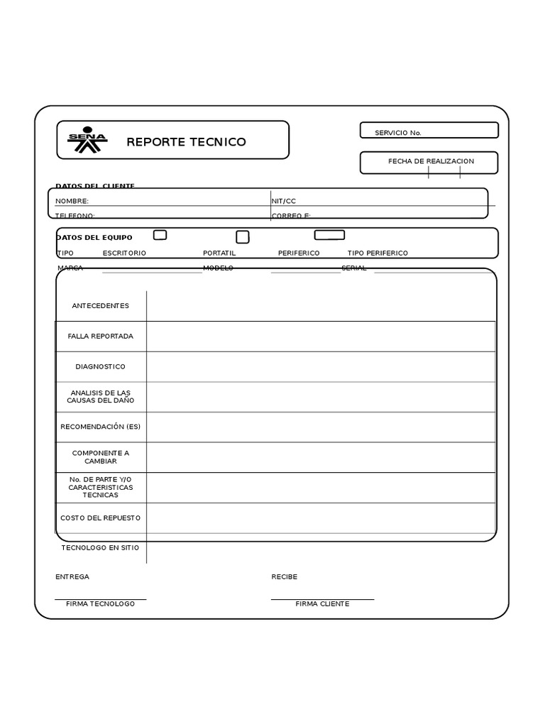 Formato Mantenimiento Sena | PDF | Equipo de oficina | Hardware de la ...