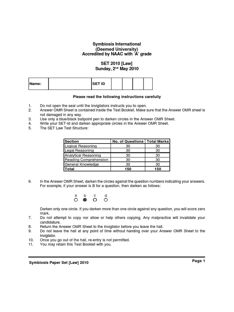 SET Law 2010 Question Paper Crimes Crime & Justice