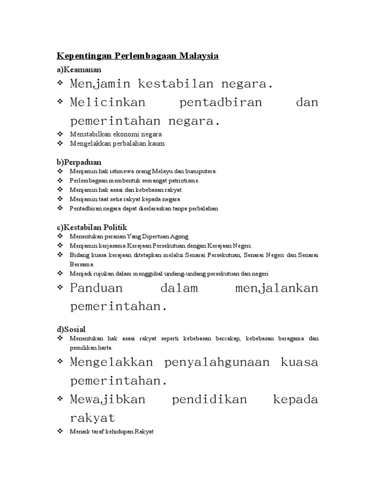 Kepentingan Perlembagaan Malaysia Pdf