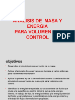 ANÁLISIS MASA Y ENERGÍA VOLUMEN CONTROL