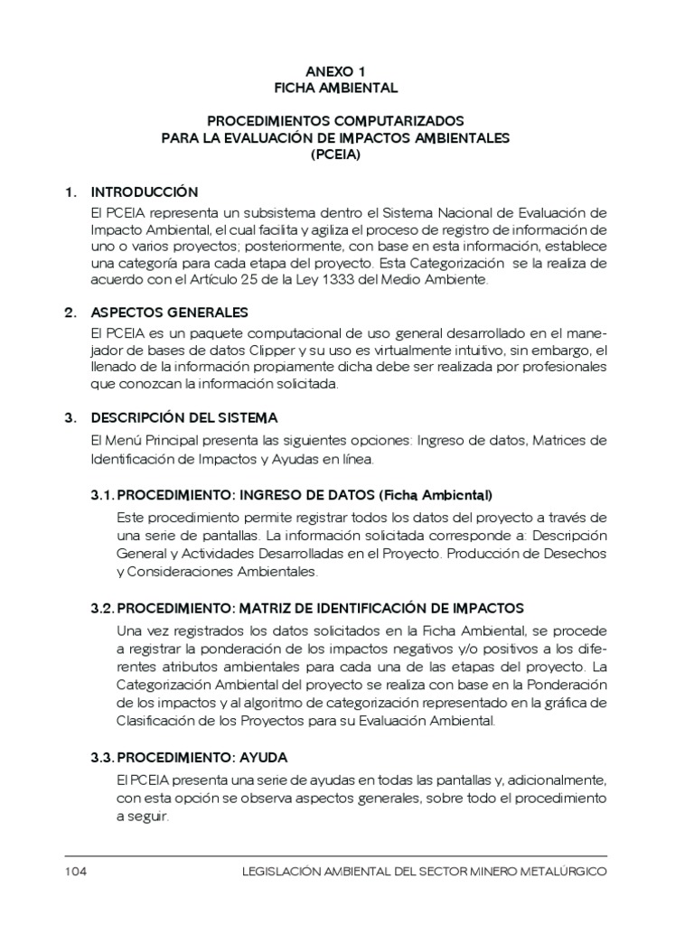 Ficha Ambiental | PDF | Evaluación de impacto ambiental | Degradación ...
