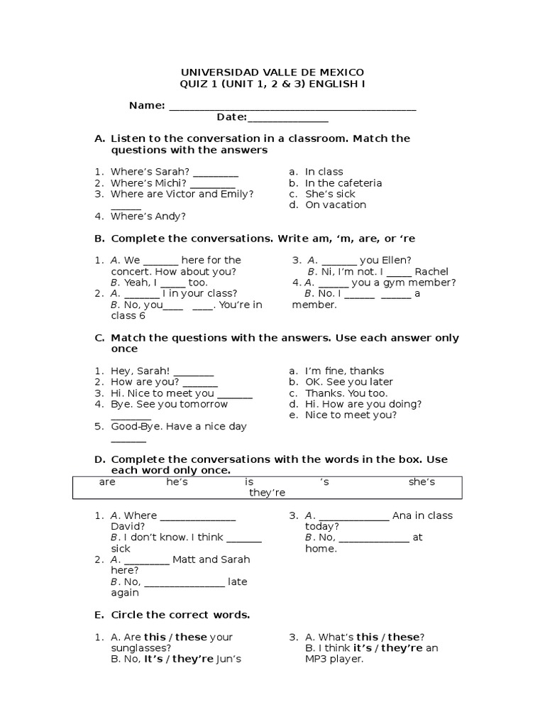 English I Quiz: Units 1-3 Assessment | PDF | Language Arts & Discipline