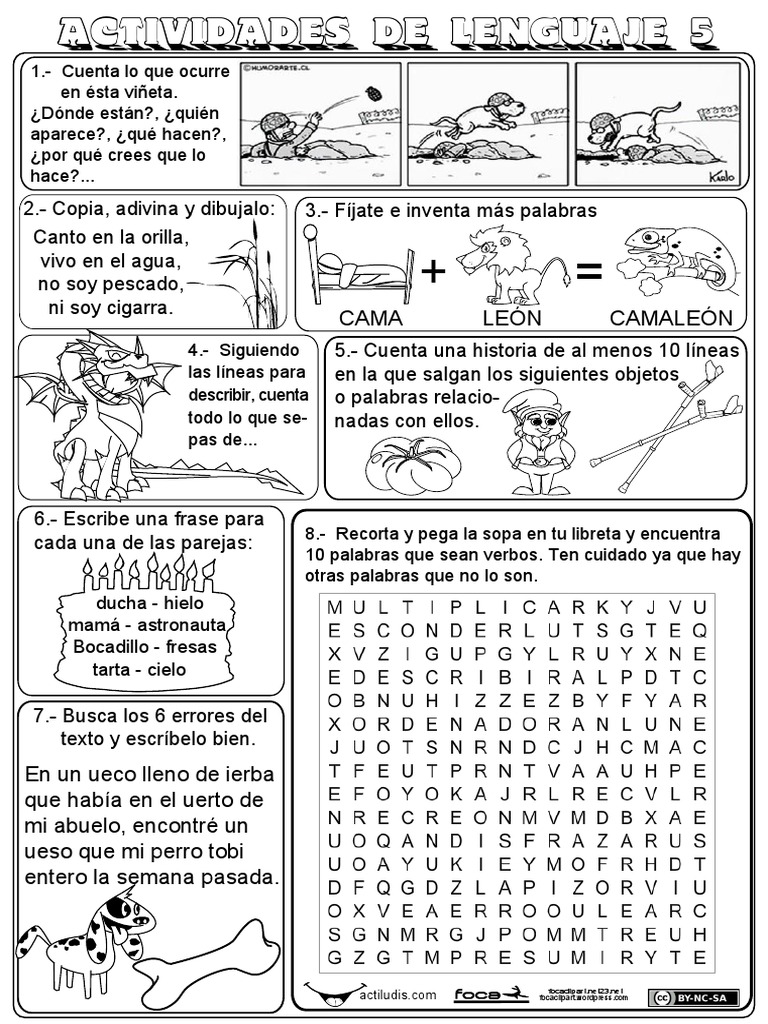 Actividades de Lenguaje para Quinto Grado | PDF | Artes del Lenguaje y ...