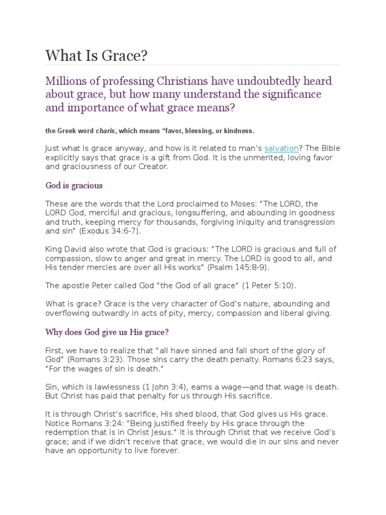 What Is Grace PDF Good Works Grace In Christianity
