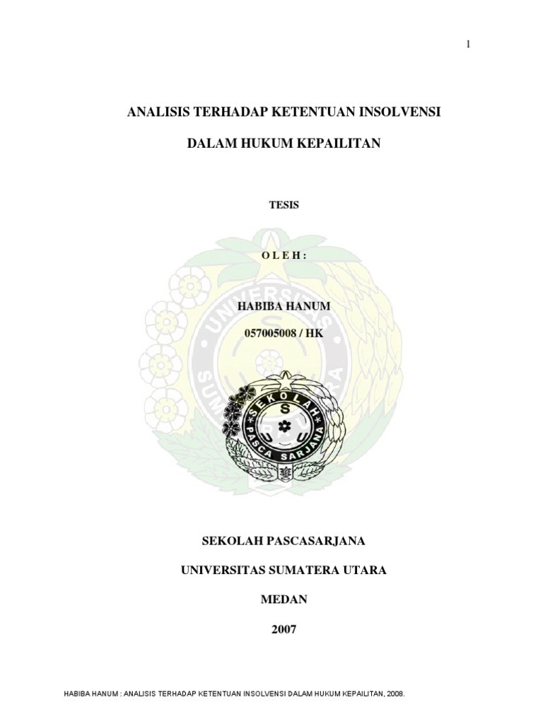 Analisis Terhadap Ketentuan Insolvensi Dalam Hukum Kepailitan