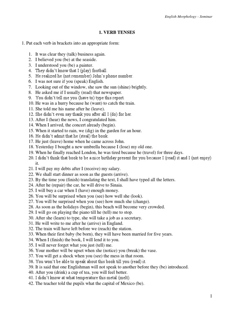 Morphology Exercises for Verb Tenses | PDF | Gunpowder | Grammar
