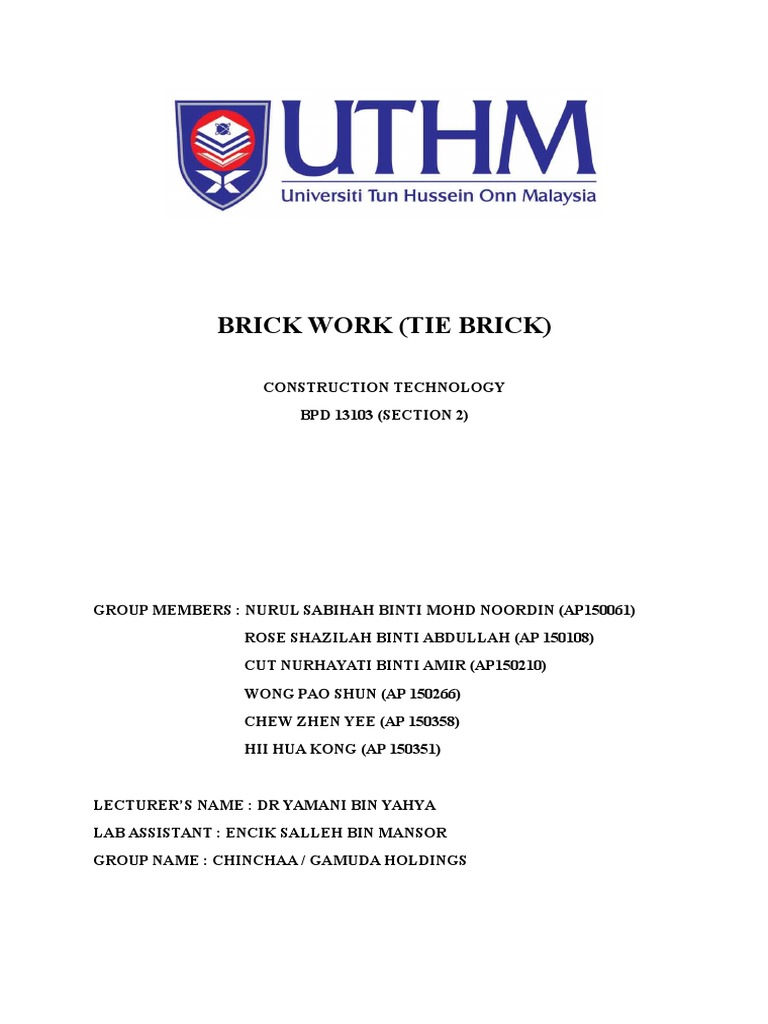 Tie Brick Lab Report | PDF | Brick | Mortar (Masonry)