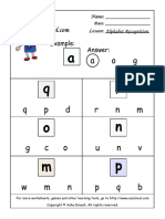 English Worksheets - Alphabet Matching - Lower Case - M, N, O, P, Q, R