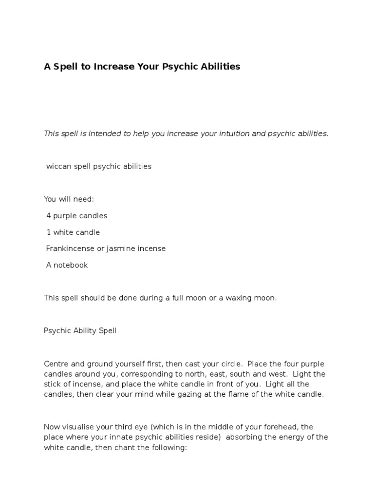 A Spell To Increase Psychic Abilities