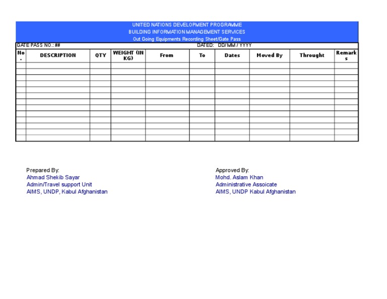 UNDP Equipment Recording Gate Pass | PDF | Business
