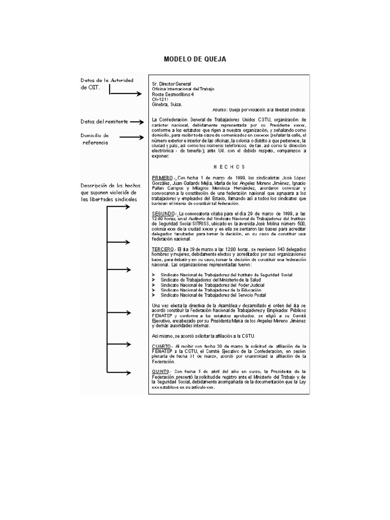 Modelo de Queja Ok | PDF