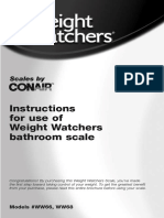 Instructions For Use of Weight Watchers Bathroom Scale: Scales by