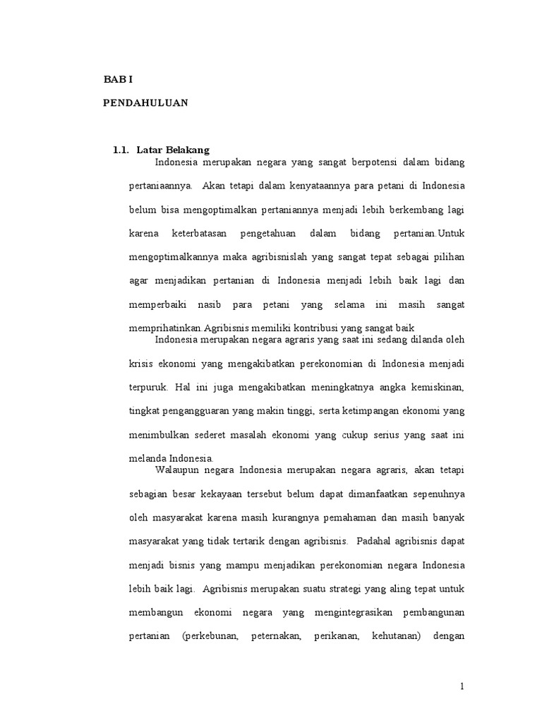 Makalah Potensi Pengembangan Agribisnis Di Indonesia