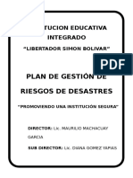 PLAN de Gestión de Riesgos de Desastres