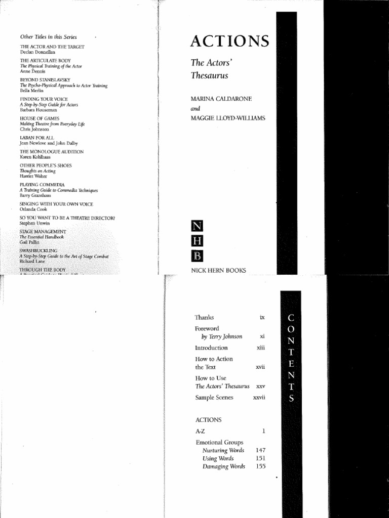 Actions The Actors Thesaurus PDF
