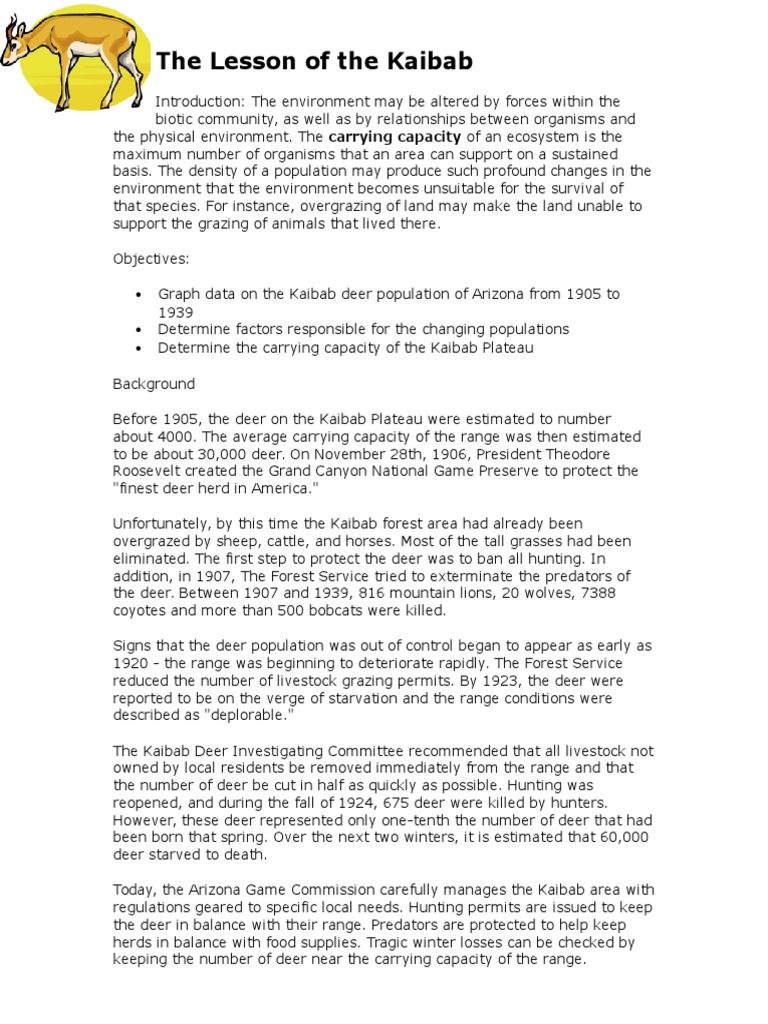 The Lesson Of The Kaibab Carrying Capacity 1 Natural Environment Ecology