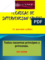 Tecnicas de Intervencion Grupal: Psi. David Rojas Quiñónez