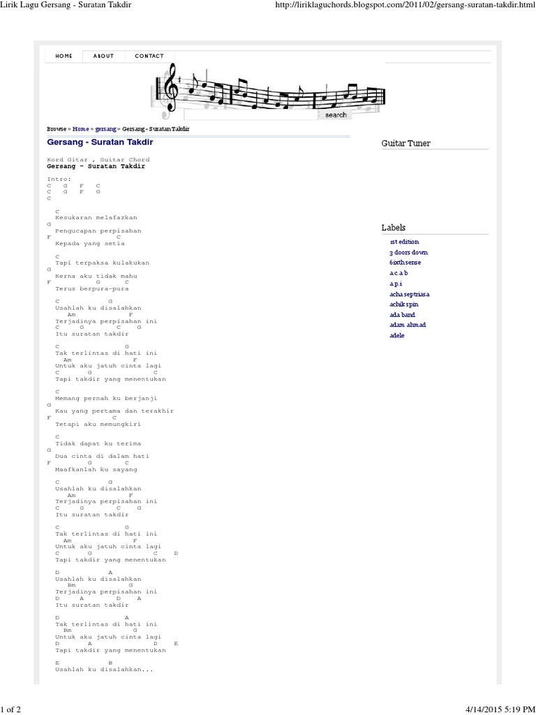 Lirik Lagu Gersang Suratan Takdir Pdf