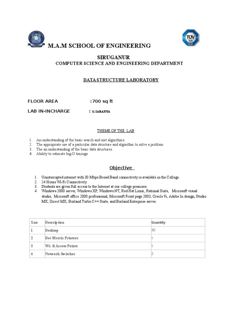 Data Structure Laboratory Overview | PDF
