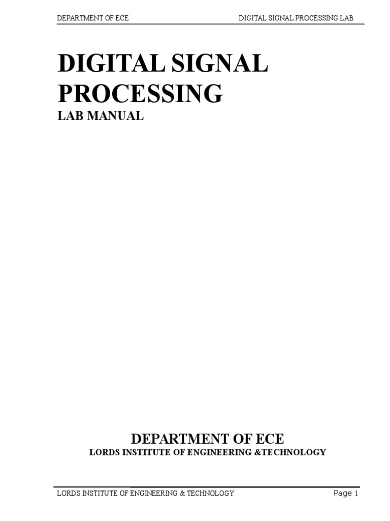 Digital Signal Processing Lab Manual