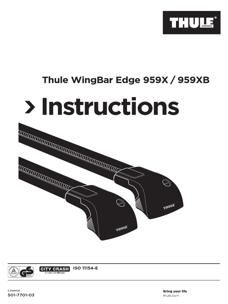 Instructions: Thule Wingbar Edge 959X / 959Xb | PDF | Computing 