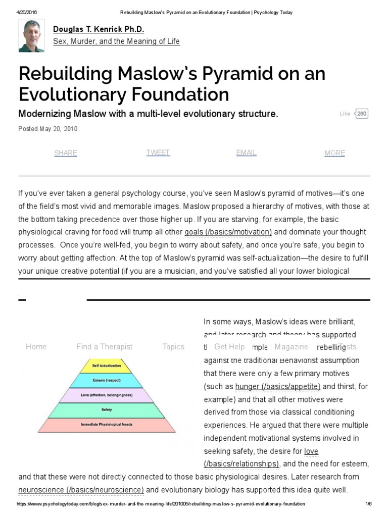 Renovating Maslow's Needs Pyramid | PDF | Motivation | Motivational
