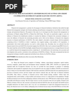 FINANCIAL RISK MANAGEMENT AND PERFOMANCE OF SAVINGS AND CREDIT CO-OPERATIVE SOCITIES IN NAKURU EAST SUB COUNTY, KENYA