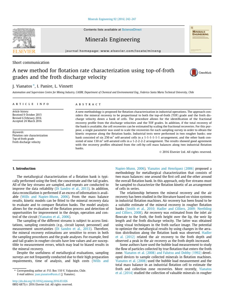 New Flotation Rate Characterization Method | PDF | Foam | Sampling ...