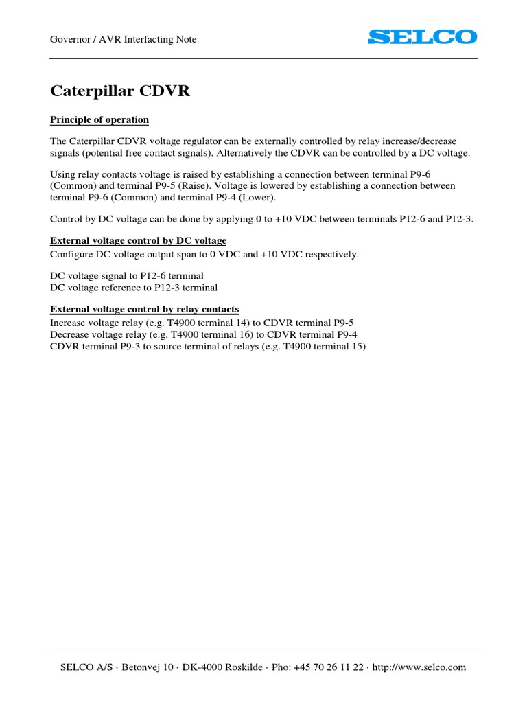 Caterpillar CDVR Voltage Regulator Guide | PDF