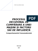 Procesul Decizional de Cumpărare A Unei Mașini Și Factorii Săi de Influență