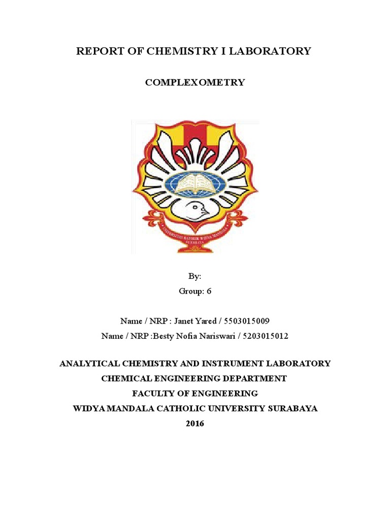 Report of Chemistry I Laboratory: Complexometry | PDF