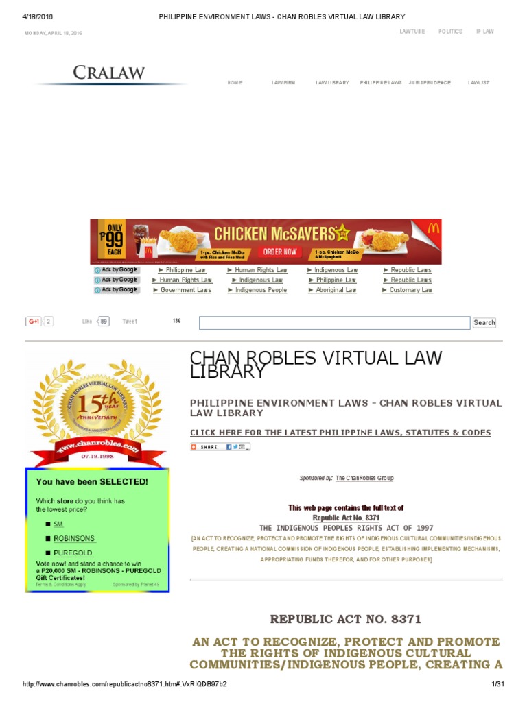 RA 08371 - IPRA Law | PDF | Traditional Knowledge | Human Rights
