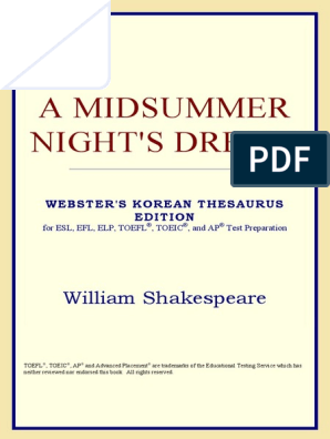 Webster'S Korean Thesaurus Edition) William Shakespeare-A Midsummer Night'S  Dream - Icon Group International, Inc. (2006) | Pdf | A Midsummer Night'S  Dream