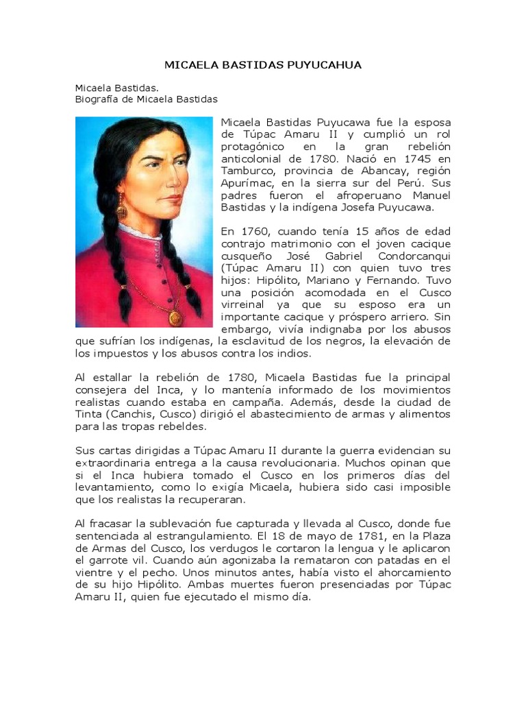 Biografía de Micaela Bastidas | PDF