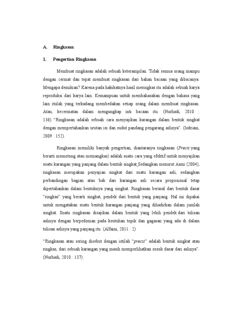 Makalah B Indonesia Ringkasan Dan Abstrak