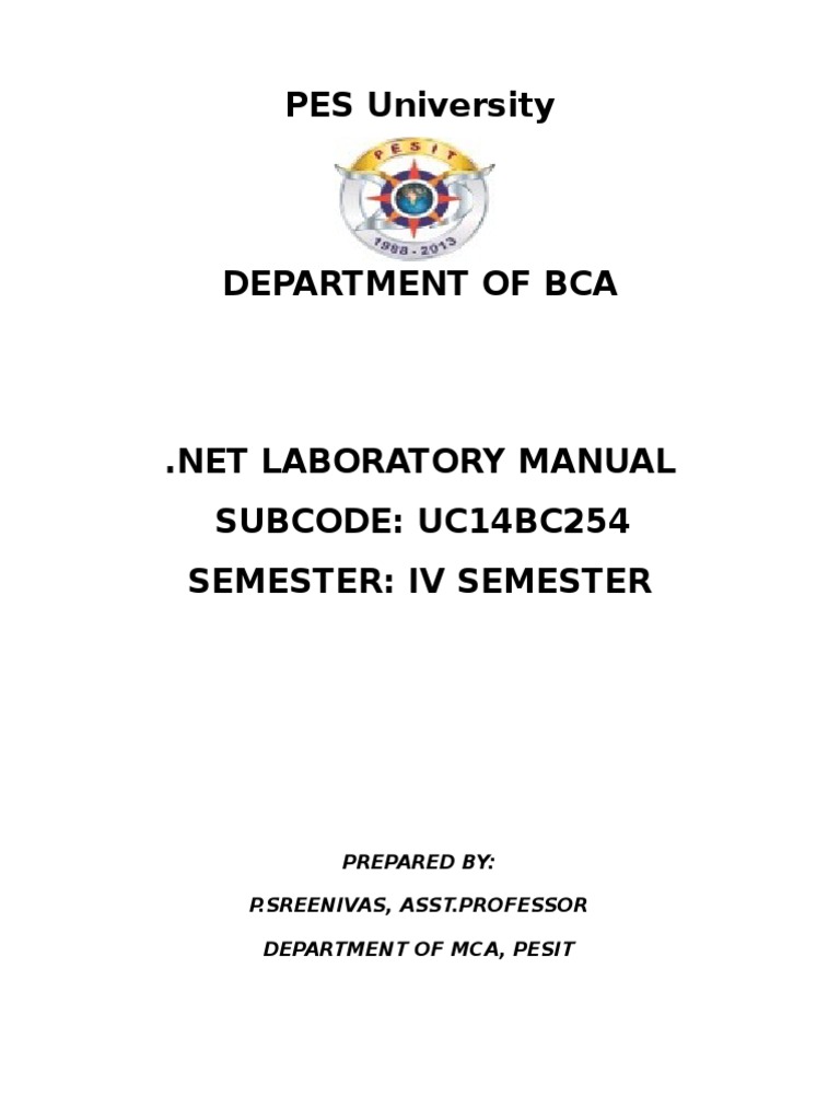 C# Lab Manual For BCA | PDF | C Sharp (Programming Language ...