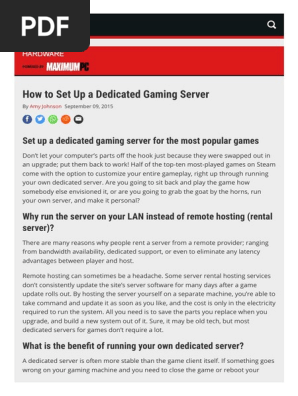 How To Set Up A Dedicated Gaming Server Pc Gamer Pdf Port Images, Photos, Reviews