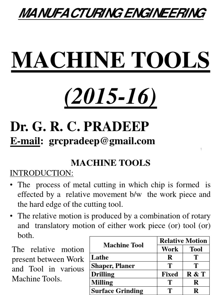 Machine Tools - 2015-16 | PDF | Drill | Drilling