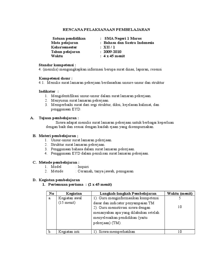 Unsur Kebahasaan Surat Lamaran Pekerjaan