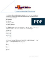 Lista de Exercício Sobre Polinômios