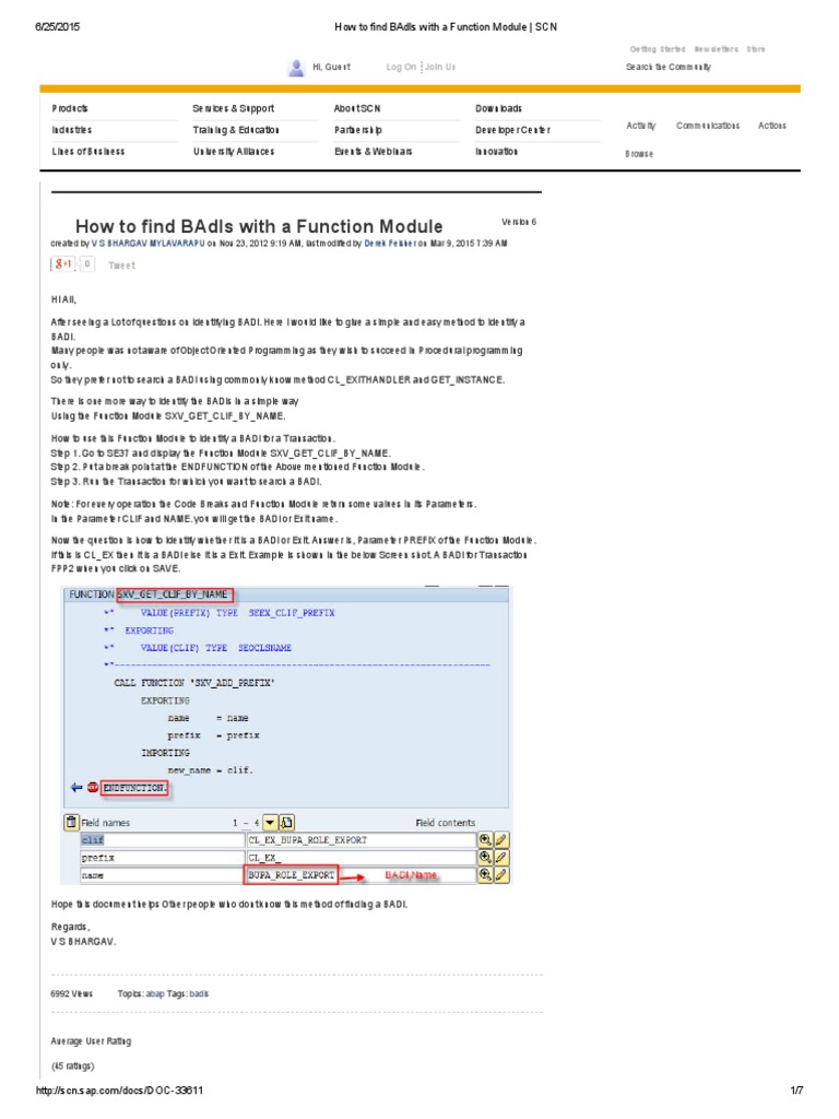 Find BAdIs Using Function Module | PDF