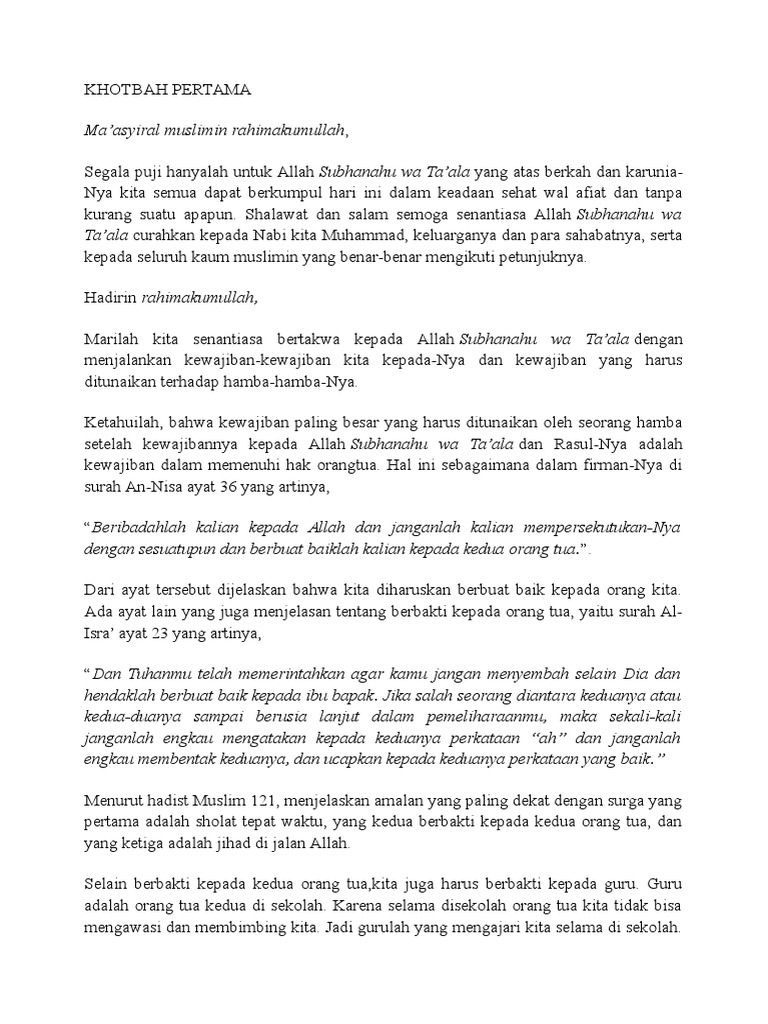 Khutbah Berbakti Kepada Orang Tua Dan Guru Pdf