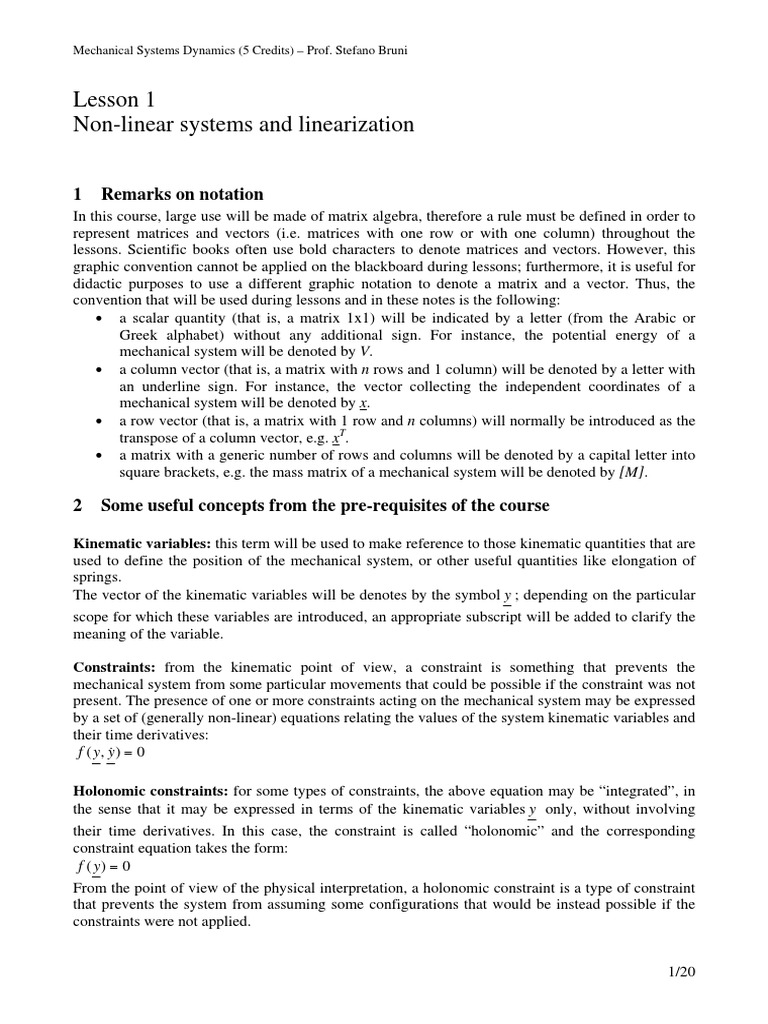 Non Linear System and Linearization | PDF | Lagrangian Mechanics ...